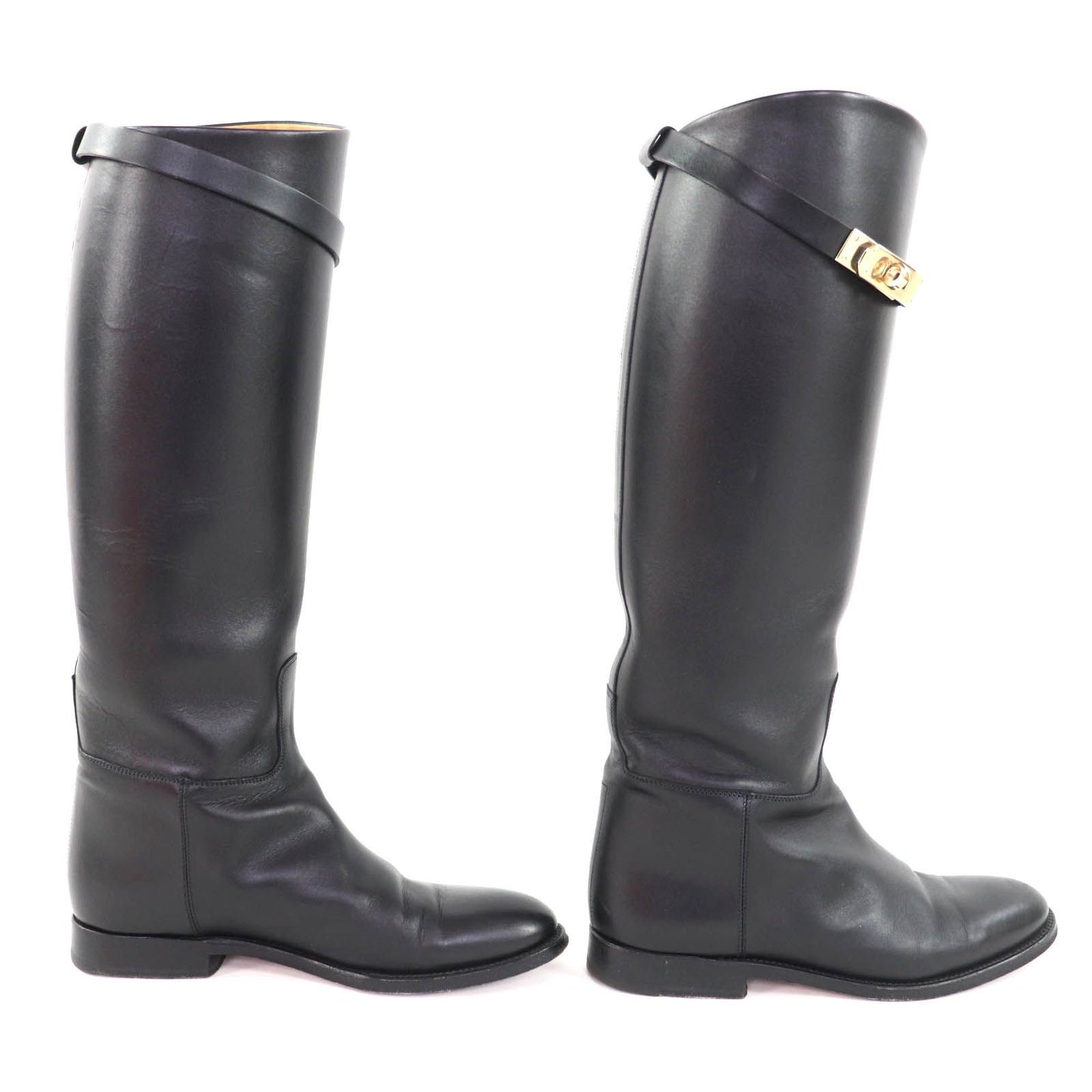 Excellent Condition Hermes Gold Hardware Kelly Buckle Leather Jumping Long