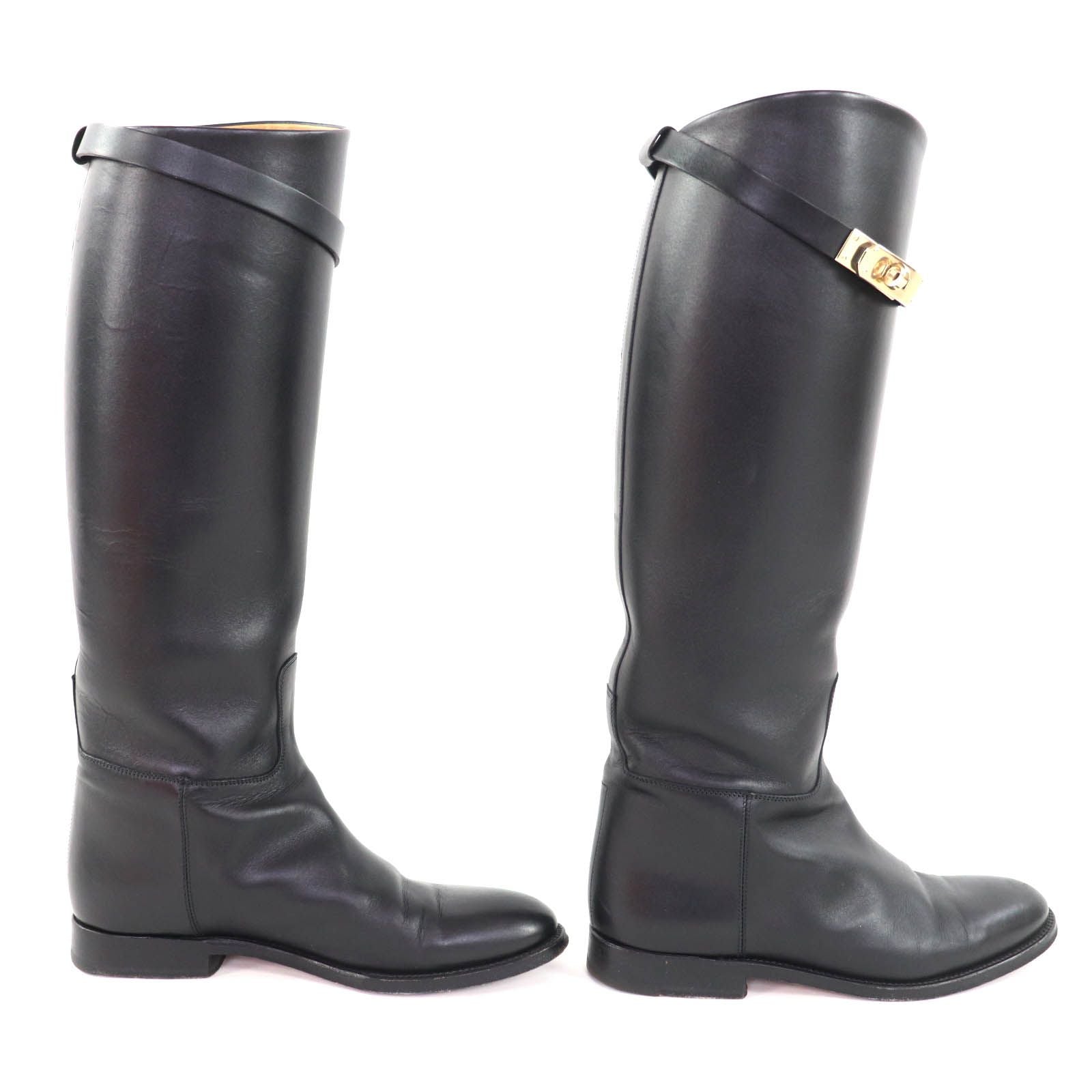 Excellent Condition Hermes Gold Hardware Kelly Buckle Leather Jumping Long