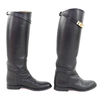 Excellent Condition Hermes Gold Hardware Kelly Buckle Leather Jumping Long