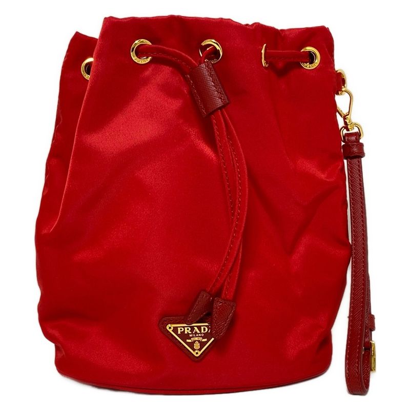 Prada Pouch - 1n1863 Red Draw String Shape Leather