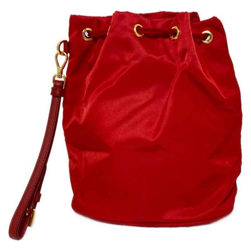 Prada Pouch - 1n1863 Red Draw String Shape Leather
