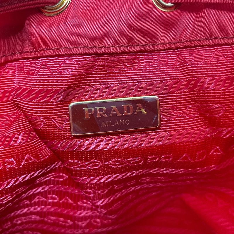 Prada Pouch - 1n1863 Red Draw String Shape Leather
