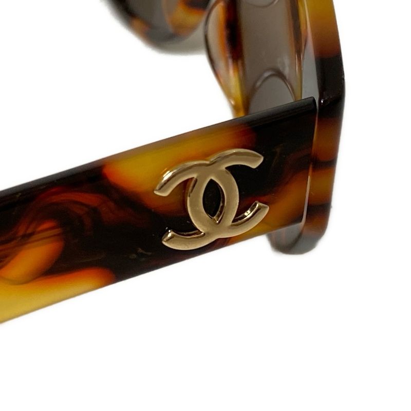 Chanel Sunglass Es 03517 71340 Dark Gray × Brown × Dark Brown Coco Mark Tortoises