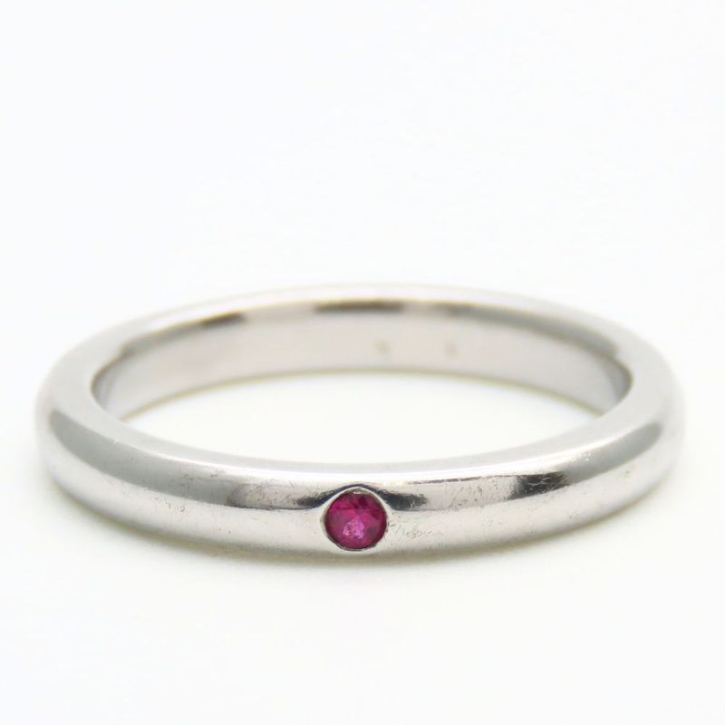 Tiffany & Co Ring ・ring Stacking Band Elsa Peretti Silver 925 Ruby Approx 2.6g