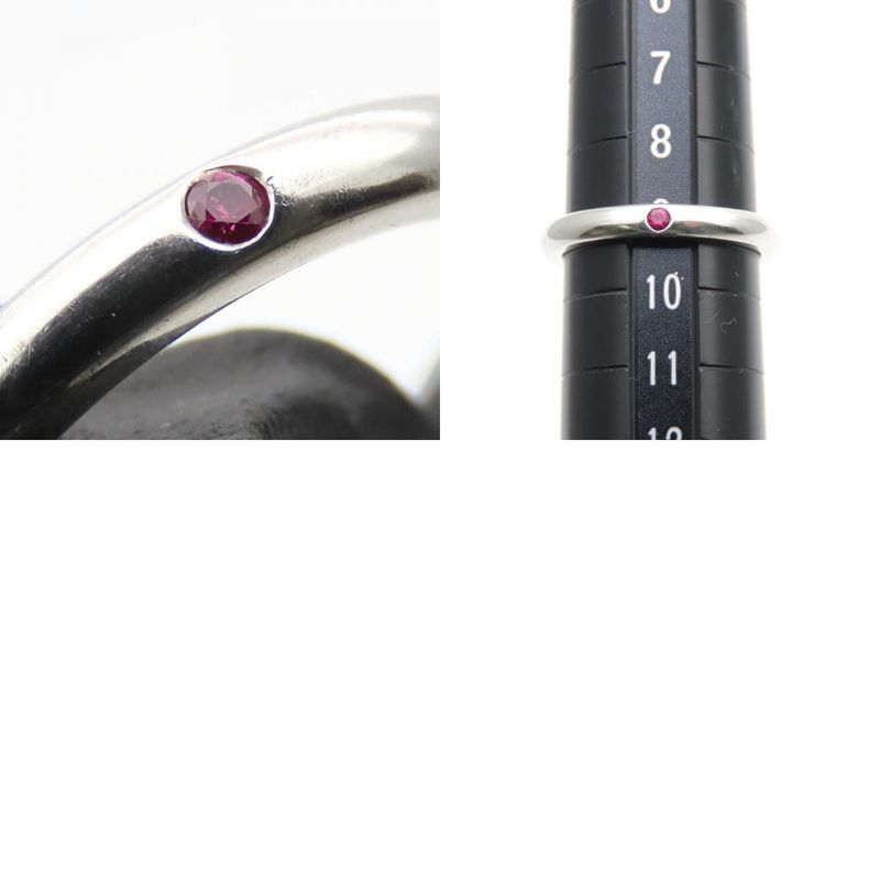 Tiffany & Co Ring ・ring Stacking Band Elsa Peretti Silver 925 Ruby Approx 2.6g