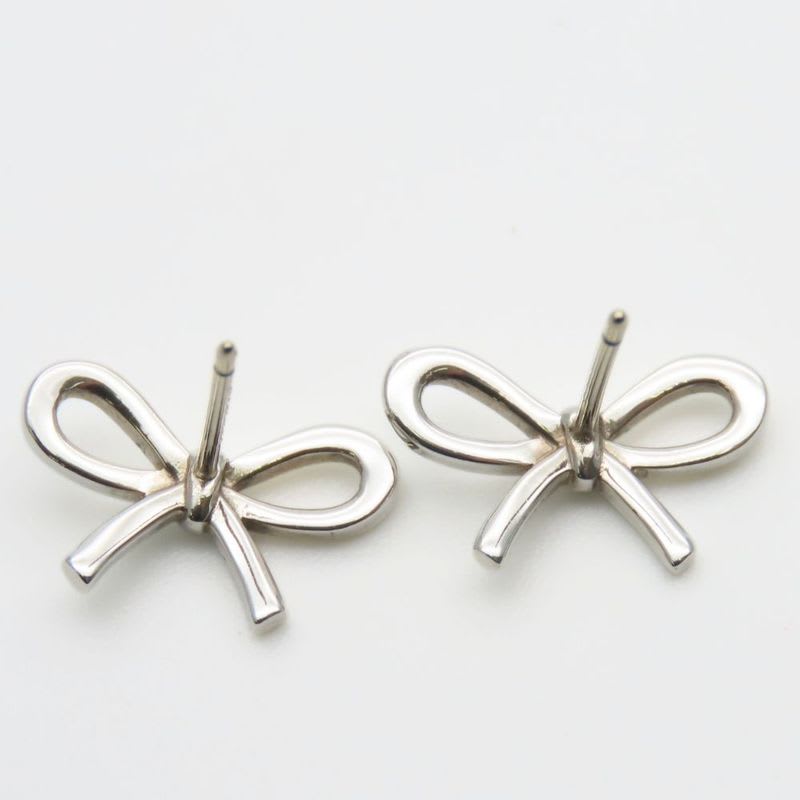 Tiffany & Co Earrings Bow Silver 925 Approx 1.4 g Accessory Cute Ribbon