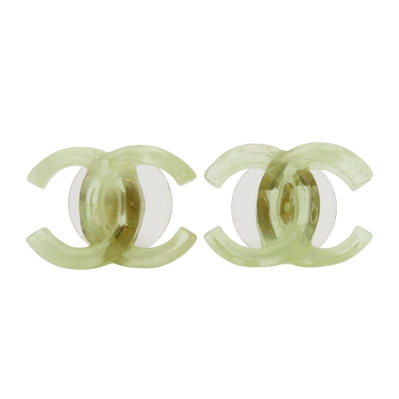 Chanel Earrings Coco Mark Plastic Green 02p Accessories Cute Ladies Women Chanel