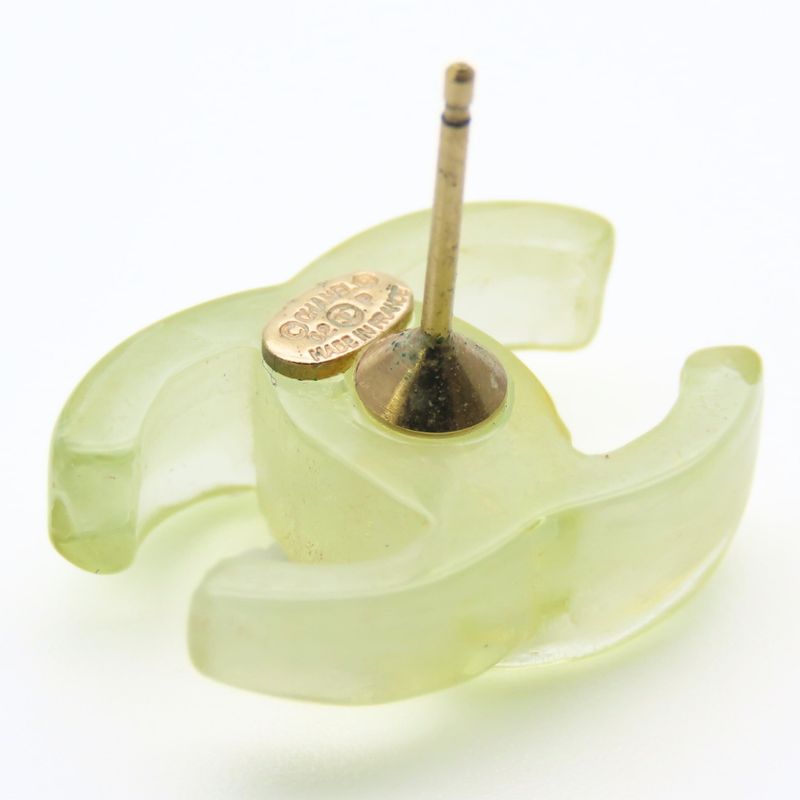 Chanel Earrings Coco Mark Plastic Green 02p Accessories Cute Ladies Women Chanel