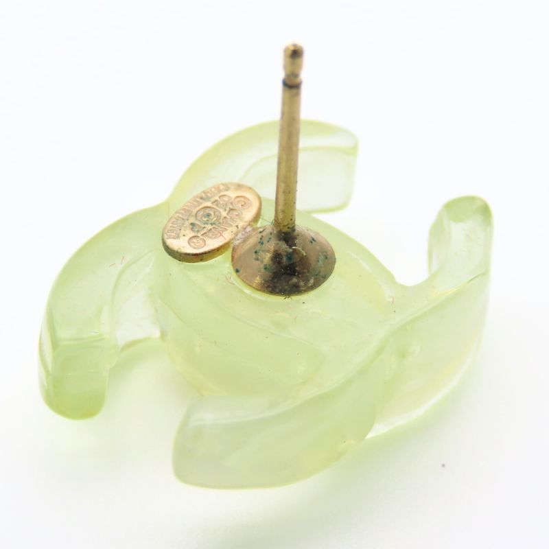Chanel Earrings Coco Mark Plastic Green 02p Accessories Cute Ladies Women Chanel