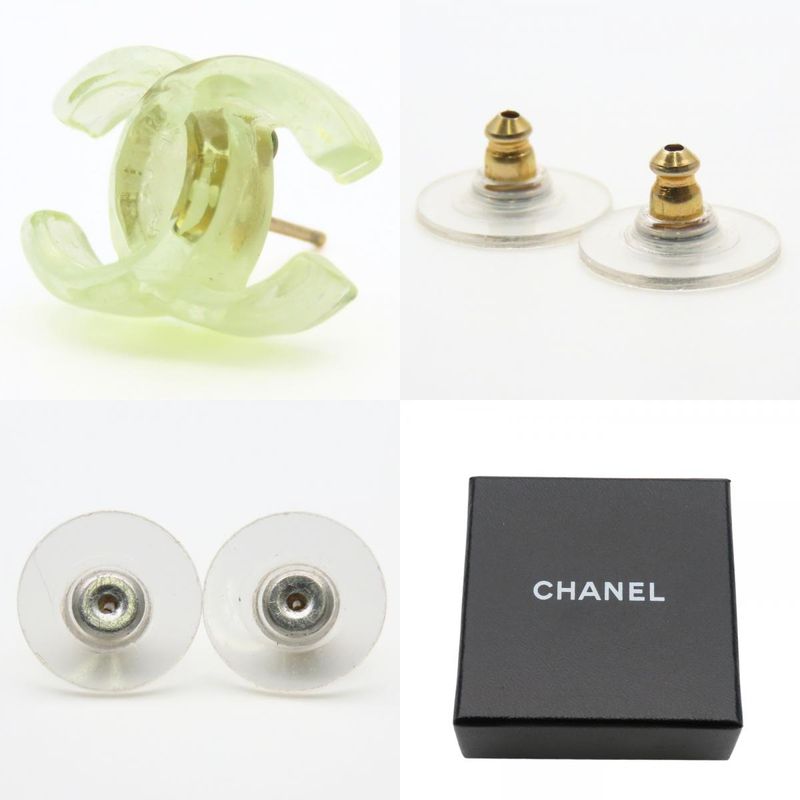 Chanel Earrings Coco Mark Plastic Green 02p Accessories Cute Ladies Women Chanel