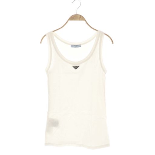 Prada Ribbed Knit Jersey Tank Top 38 White 39546x Do - OS