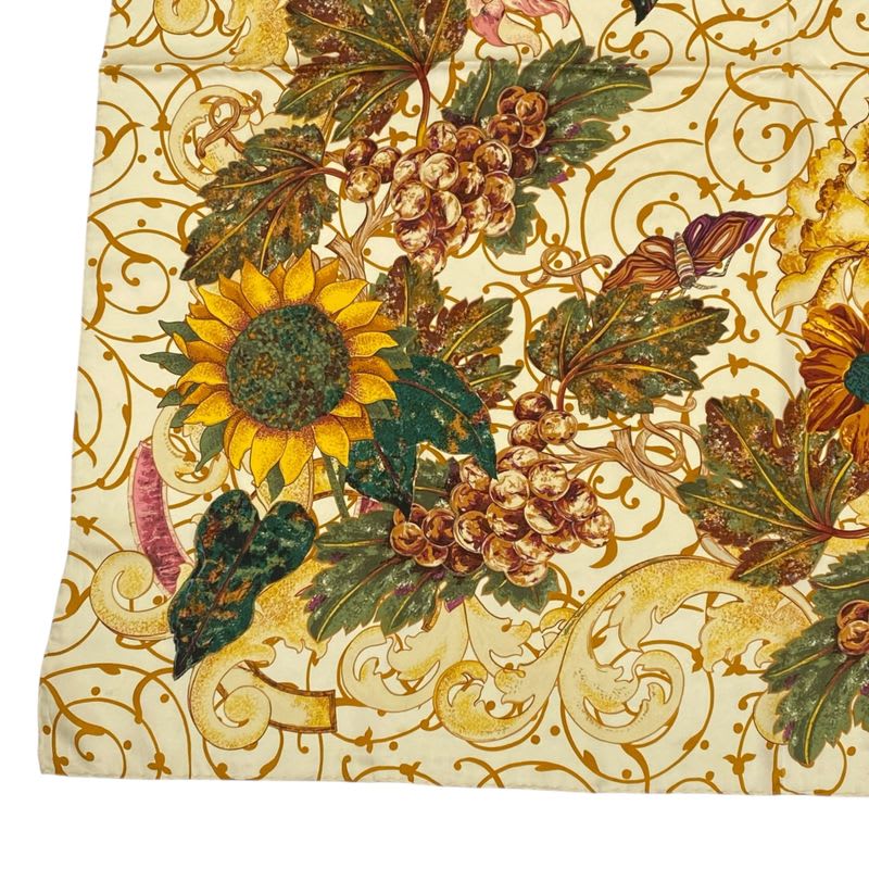 Chanel Scarf Large Silk Floral Pattern Here Mark Logo Multicolor