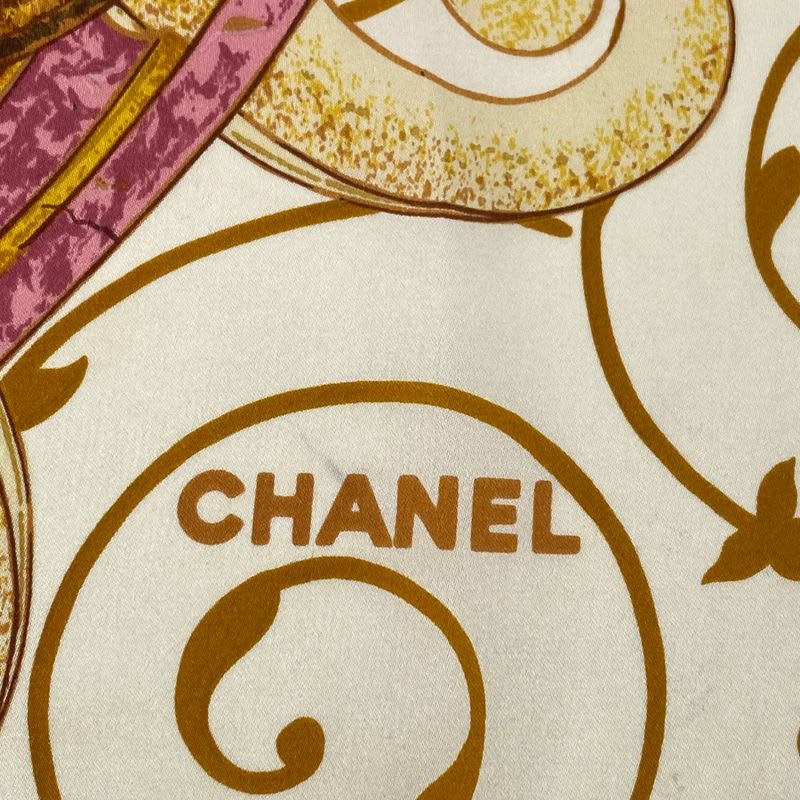 Chanel Scarf Large Silk Floral Pattern Here Mark Logo Multicolor