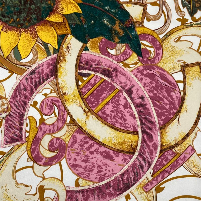 Chanel Scarf Large Silk Floral Pattern Here Mark Logo Multicolor