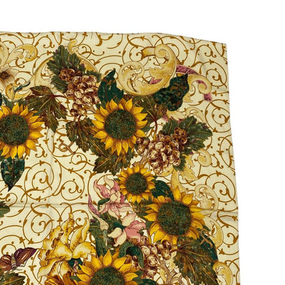 Chanel Scarf Large Silk Floral Pattern Here Mark Logo Multicolor