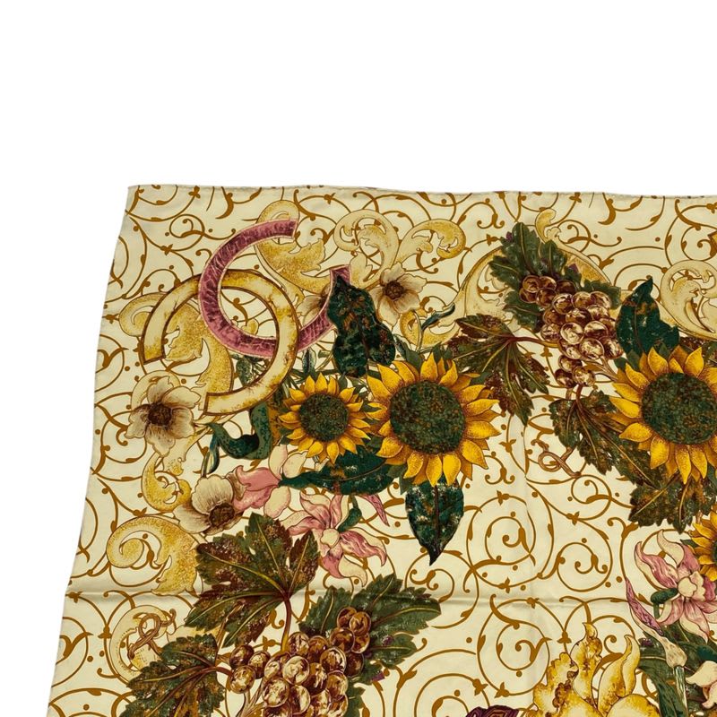 Chanel Scarf Large Silk Floral Pattern Here Mark Logo Multicolor