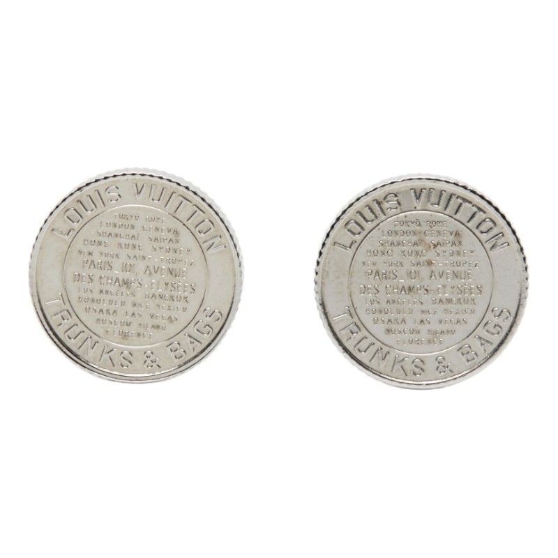 Louis Vuitton Bouton de Manchettes Medallion Cufflinks M63673 Silver Metal PVC