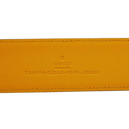 Gucci G Buckle Belt Size 95 and 38 709954 Yellow Blue Bicolor Leather Men's