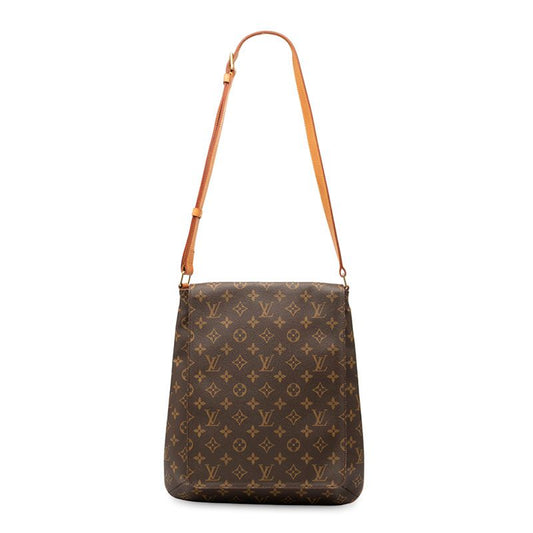 Louis Vuitton Monogram Musette Crossbody Shoulder Bag M51256 Brown PVC Leather