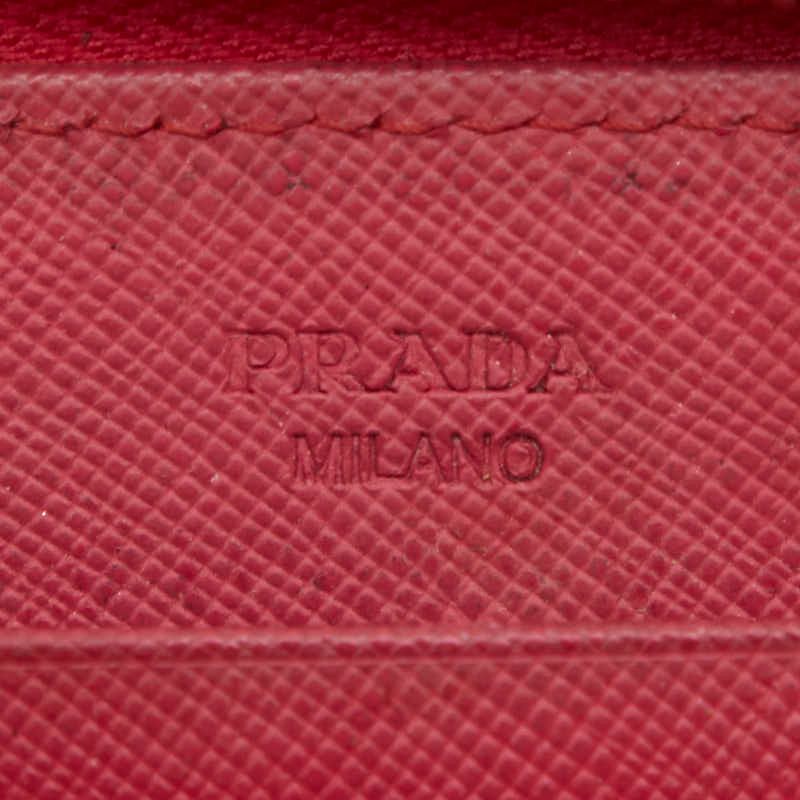Prada Logo Round Zipper Long Wallet 1ml506 Pink Saffiano Leather Women Prada