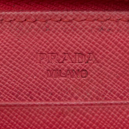 Prada Logo Round Zipper Long Wallet 1ml506 Pink Saffiano Leather Women Prada