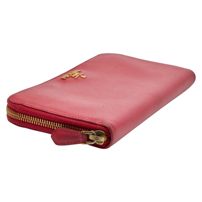 Prada Logo Round Zipper Long Wallet 1ml506 Pink Saffiano Leather Women Prada