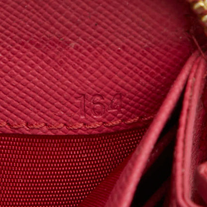 Prada Logo Round Zipper Long Wallet 1ml506 Pink Saffiano Leather Women Prada