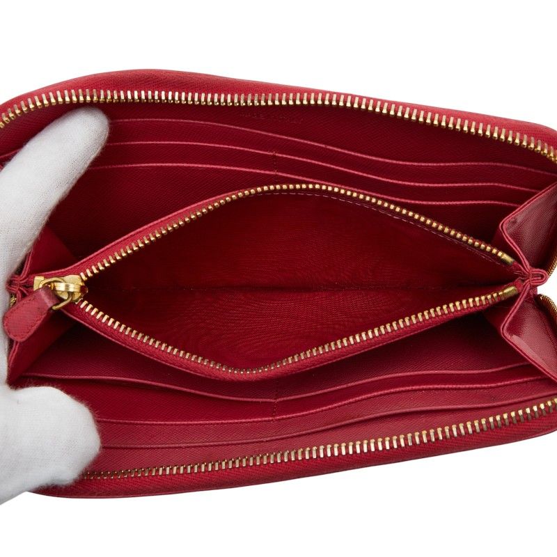 Prada Logo Round Zipper Long Wallet 1ml506 Pink Saffiano Leather Women Prada