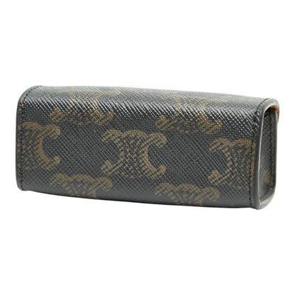 Celine Triomphe Lip Case Black Brown PVC Leather Women's Celine