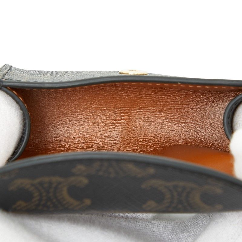 Celine Triomphe Lip Case Black Brown PVC Leather Women's Celine