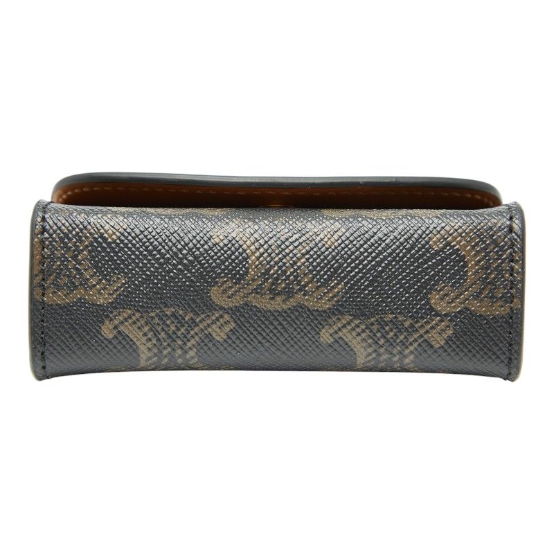 Celine Triomphe Lip Case Black Brown PVC Leather Women's Celine