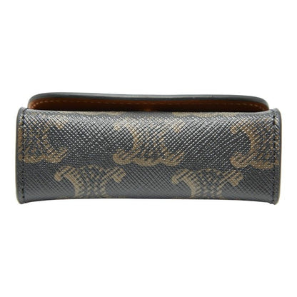 Celine Triomphe Lip Case Black Brown PVC Leather Women's Celine