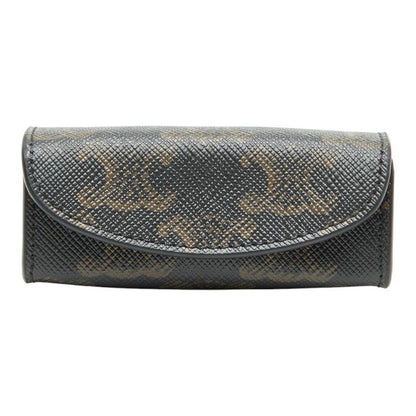 Celine Triomphe Lip Case Black Brown PVC Leather Women's Celine