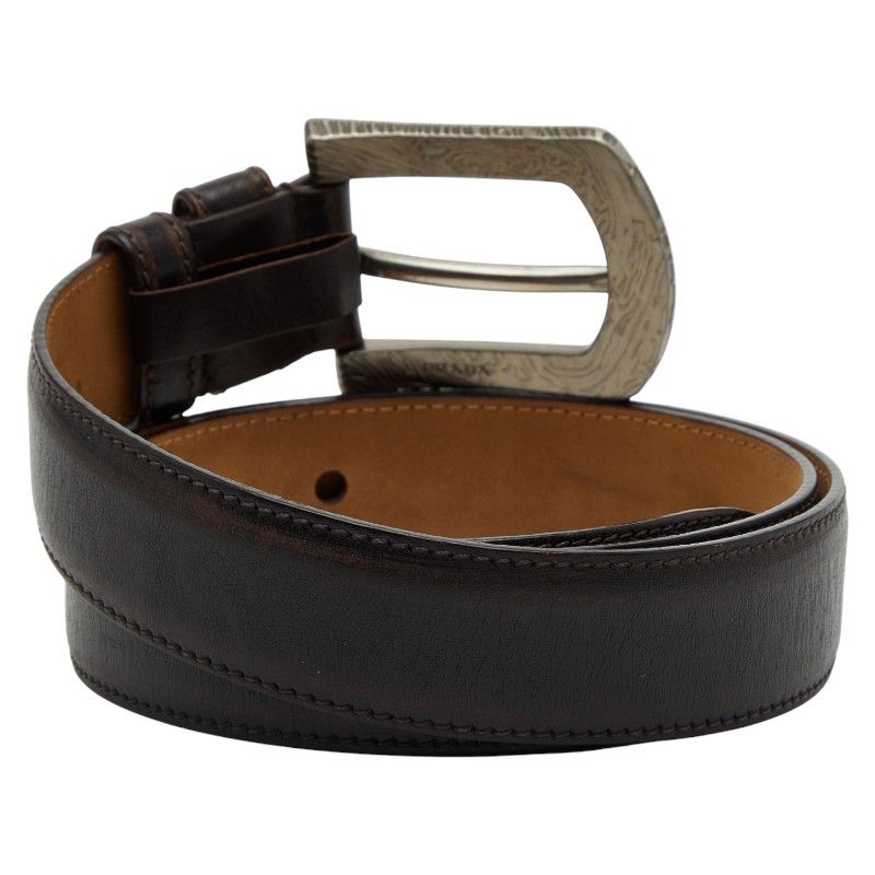 Prada Belt Size: 85 34 Brown Leather Men's Prada
