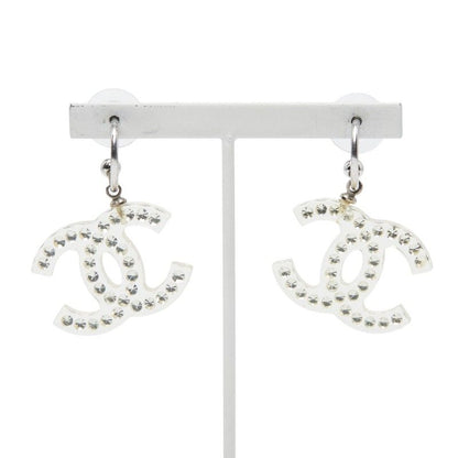 Chanel Coco Mark Rhinestone Clear Silver Plastic Metal Women's Chanel