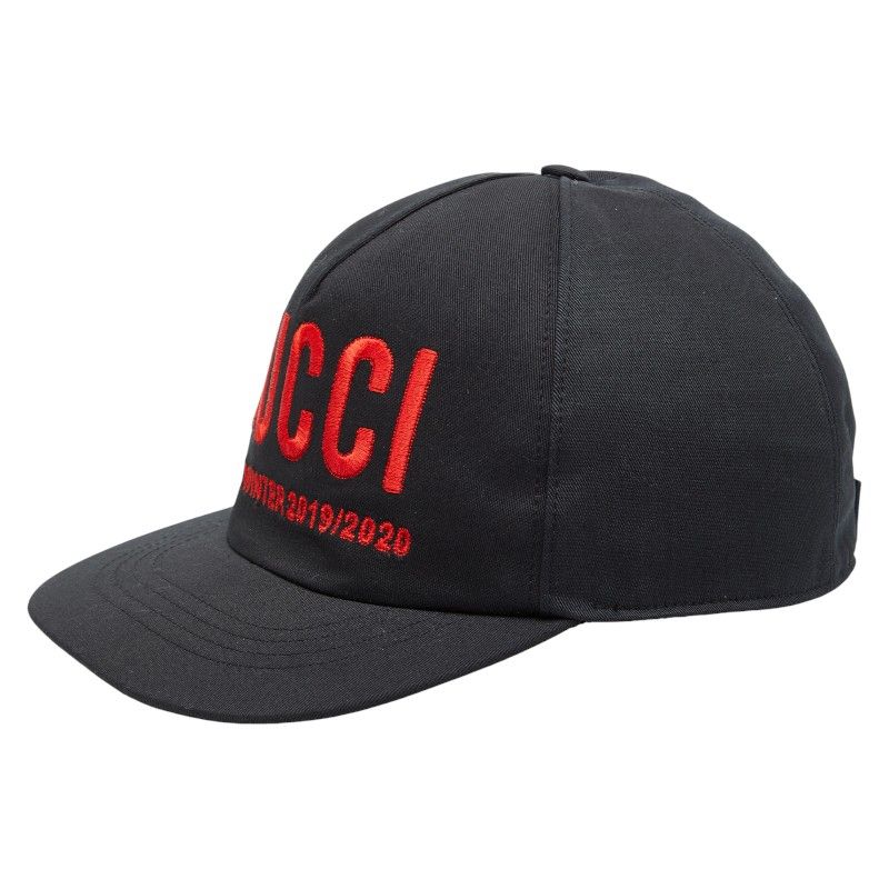 Gucci Embroidery Baseball Cap Size XL 59cm (23.23in) 596211 Black Red Cotton