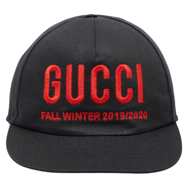 Gucci Embroidery Baseball Cap Size XL 59cm (23.23in) 596211 Black Red Cotton