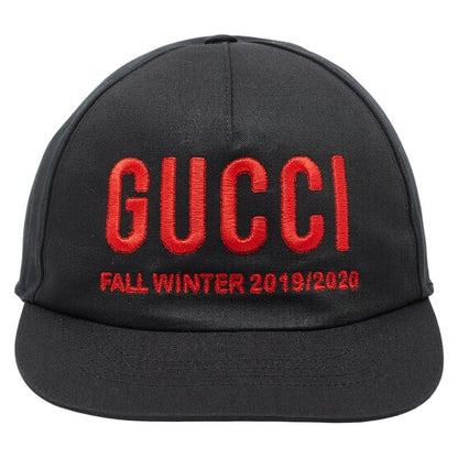 Gucci Embroidery Baseball Cap Size XL 59cm (23.23in) 596211 Black Red Cotton