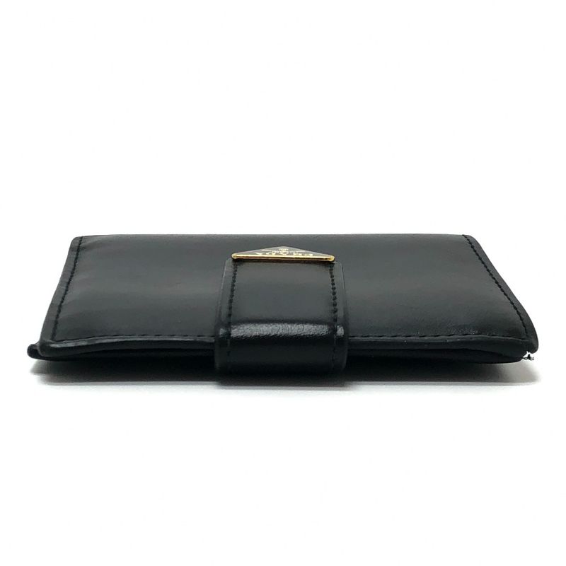 Prada Bifold Wallet with Triangular Plate 1mv204 Leather Black