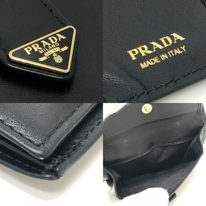 Prada Bifold Wallet with Triangular Plate 1mv204 Leather Black