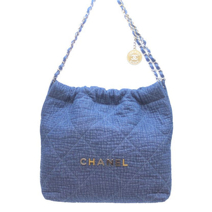 Chanel As3260 Blue Denim Gold and Silver Hardware Chanel 22 Small