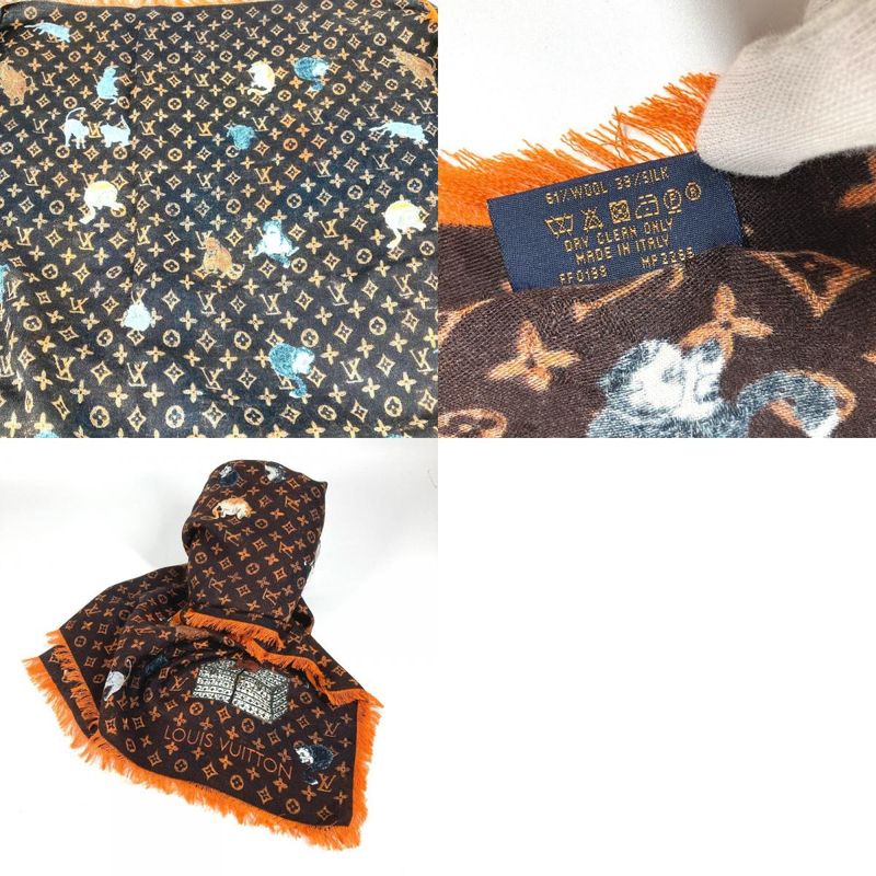 Louis Vuitton Shawl Etoile Cat Glam Mp2265 Wool Brown