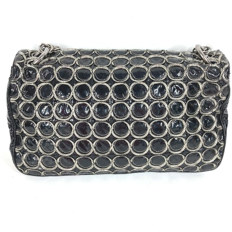 Chanel Shoulder Bag CC Coco Logo Coated Canvas Black