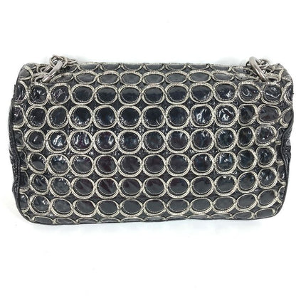 Chanel Shoulder Bag CC Coco Logo Coated Canvas Black