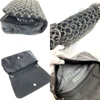 Chanel Shoulder Bag CC Coco Logo Coated Canvas Black