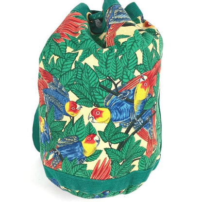 Hermes Shoulder Bag Bird Print Cotton Green