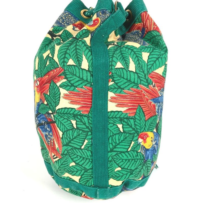 Hermes Shoulder Bag Bird Print Cotton Green