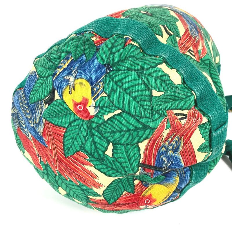Hermes Shoulder Bag Bird Print Cotton Green