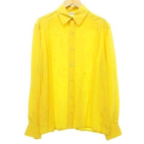 Celine Old Celine Gilou Macadam Embroidered Silk Shirt Long Sleeves Made in