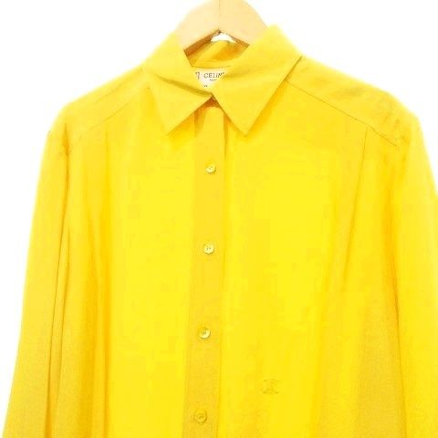 Celine Old Celine Gilou Macadam Embroidered Silk Shirt Long Sleeves Made in